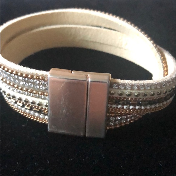 2 Chic Suede Cream Embellished Wrap Bracelet - Picture 2 of 6